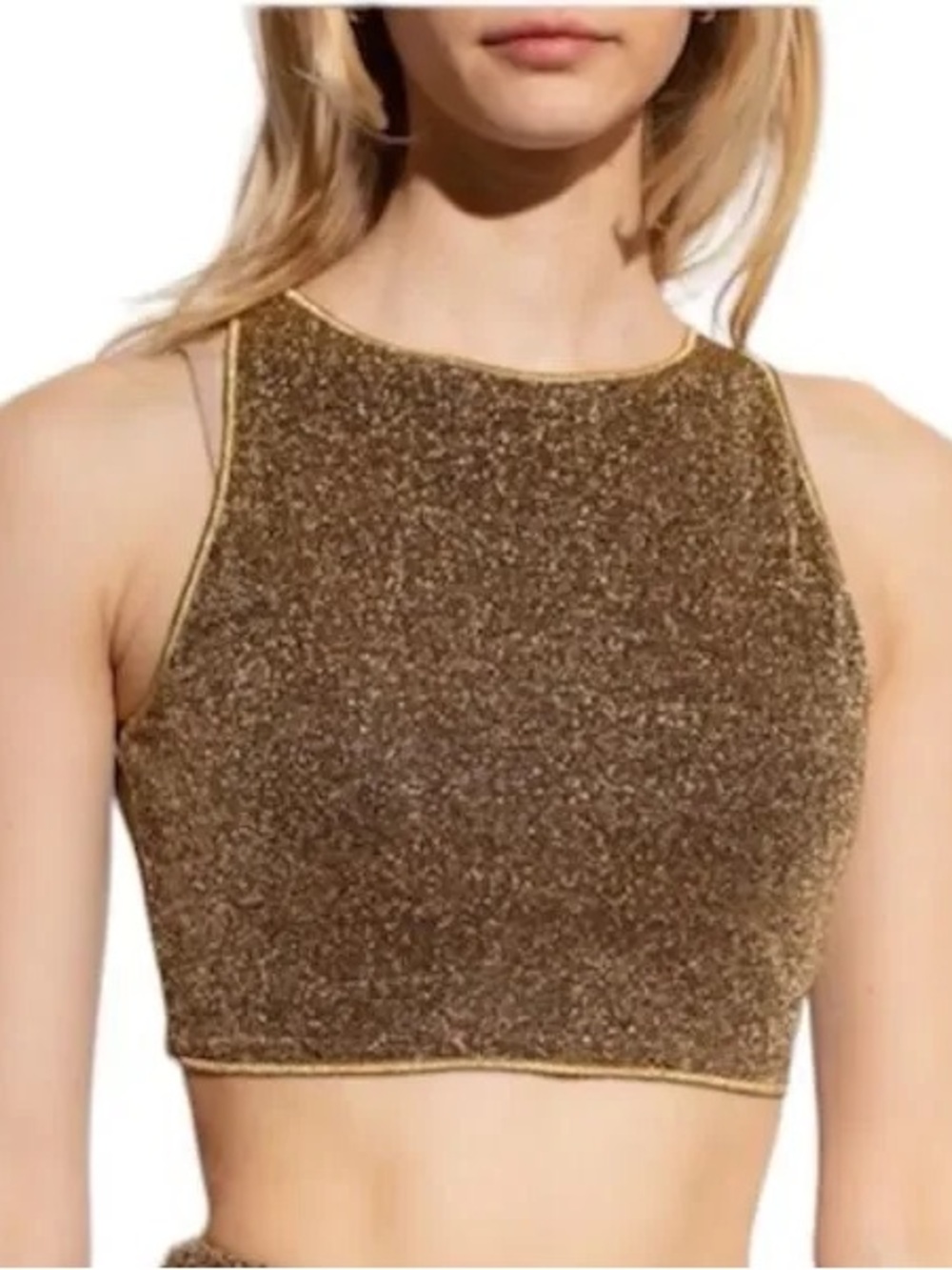 Oséree Gold Metallic Cropped Tank